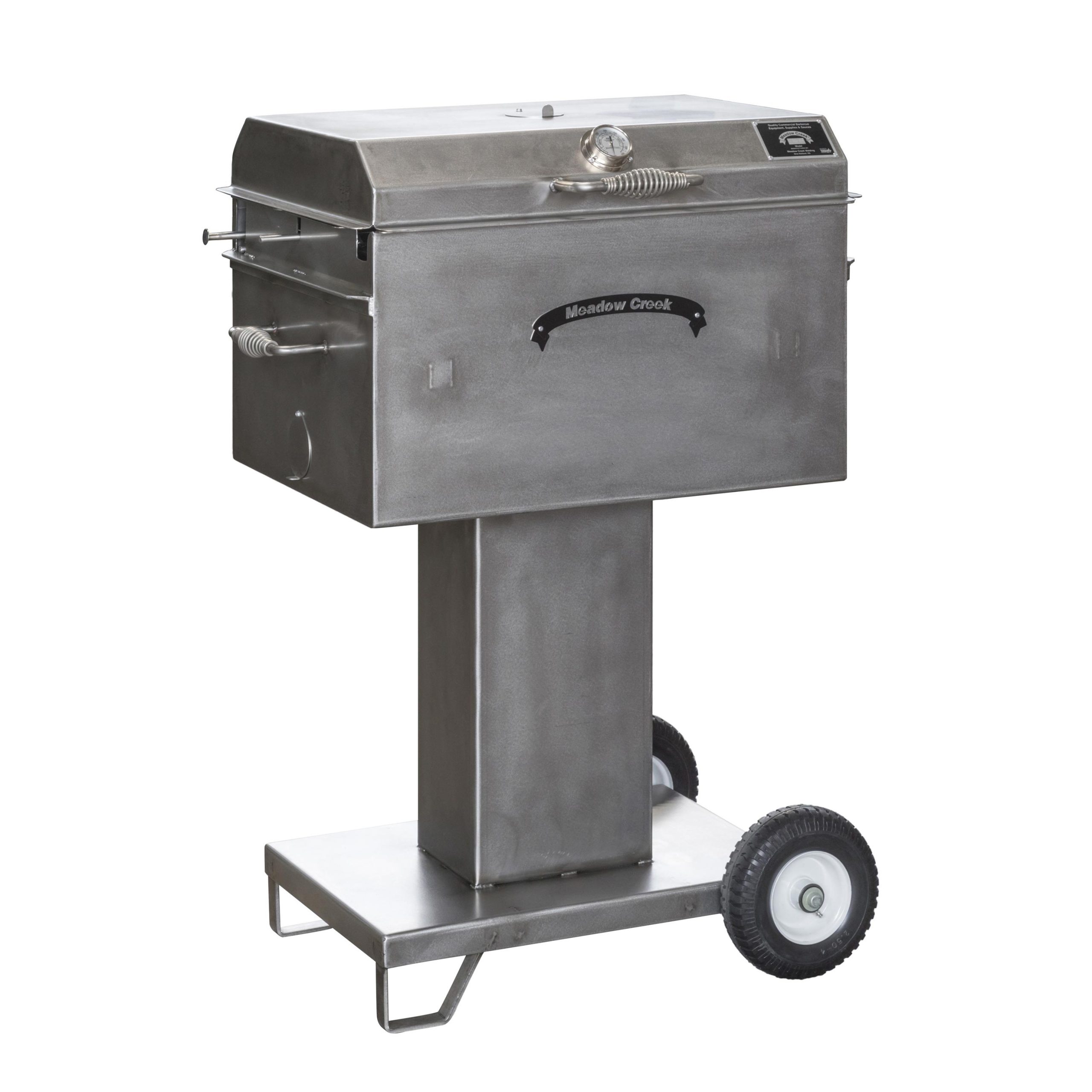 meadow creek charcoal grills for sale with a lid, sturdy legs with casters, charcoal pan insert, and height adjustment brackets meadow creek charcoal grills for sale