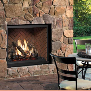 outdoor stone fireplace
